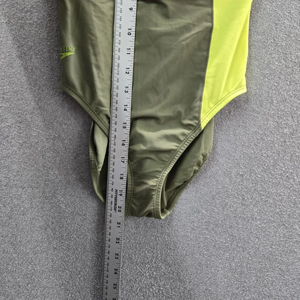 Speedo‎ Women Swimwear 8 Green Nylon Spandex One-Piece Swimsuit Colorblock